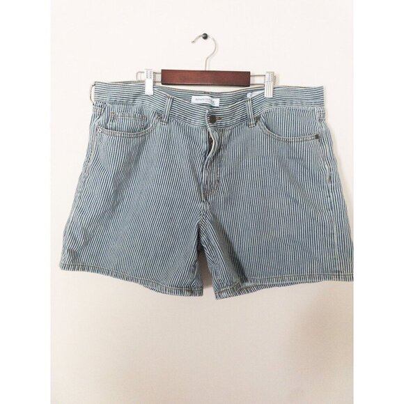 Banana Republic Pants - Banana Republic Blue & White Striped Cotton Roll-Up Shorts Size 32